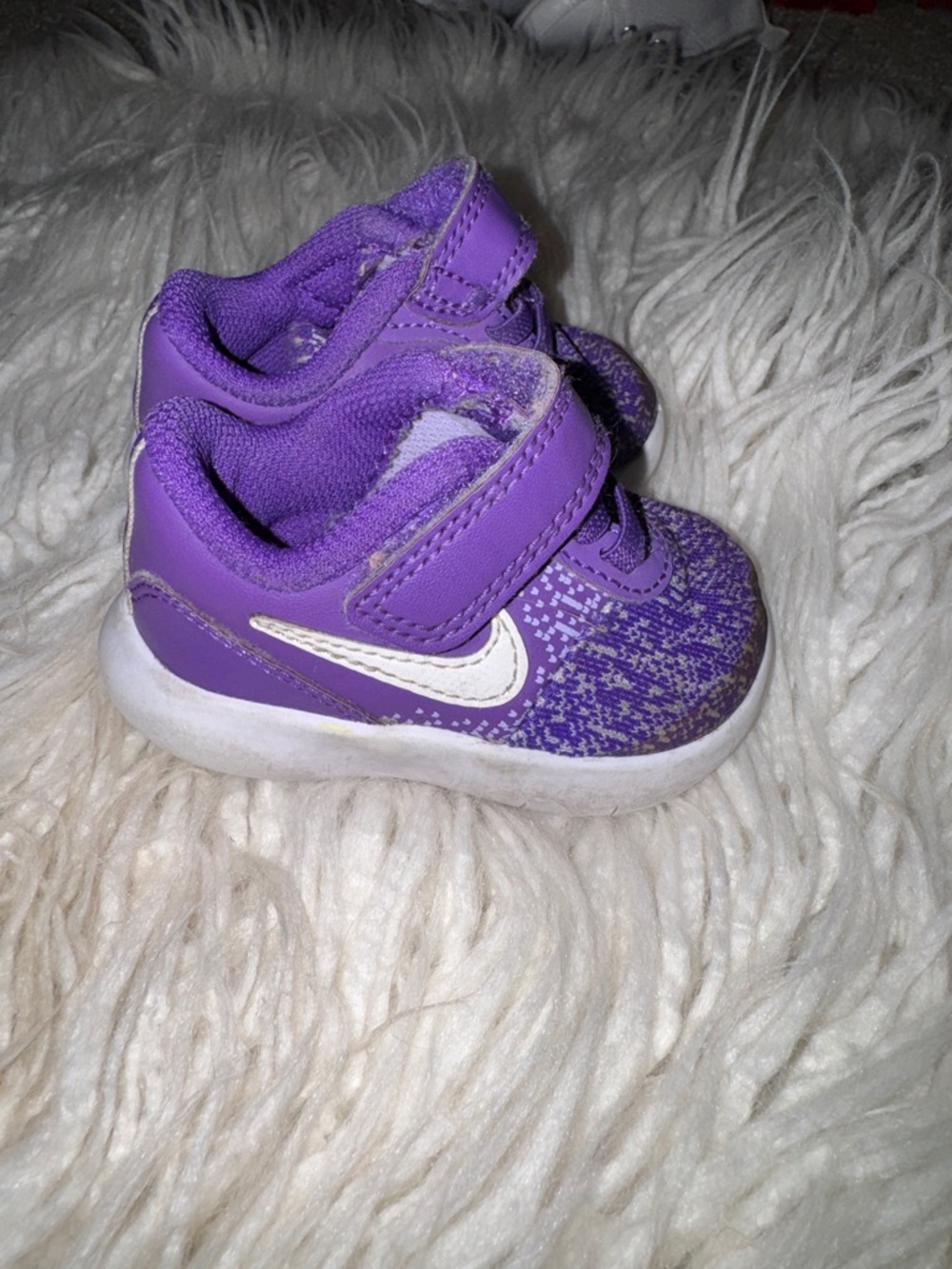 Nike Kids Purple Velcro Sneakers with White Swoosh